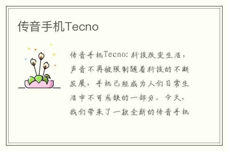 传音手机Tecno(传音手机tecno简介)